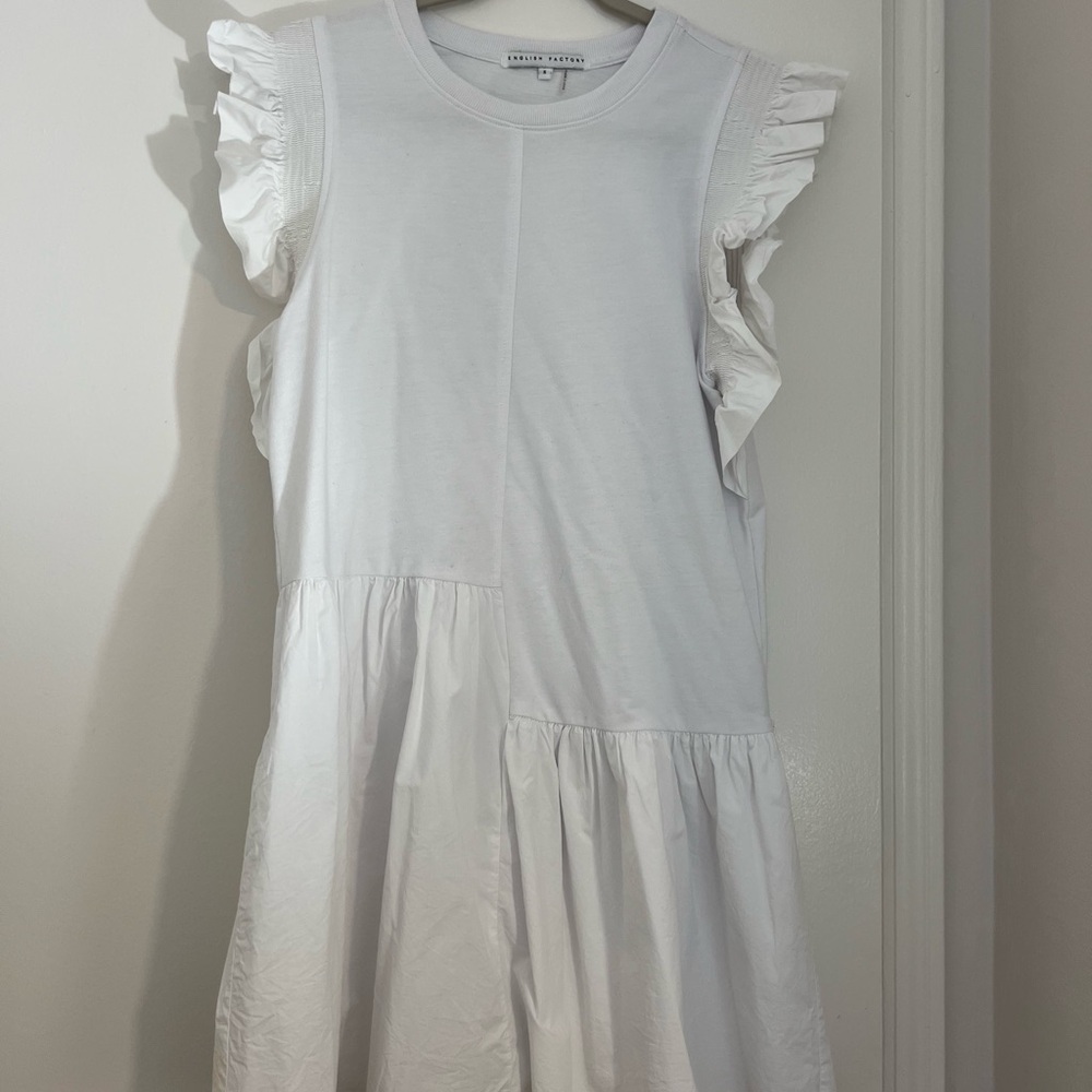 English Factory White Ruffled Mini Dress